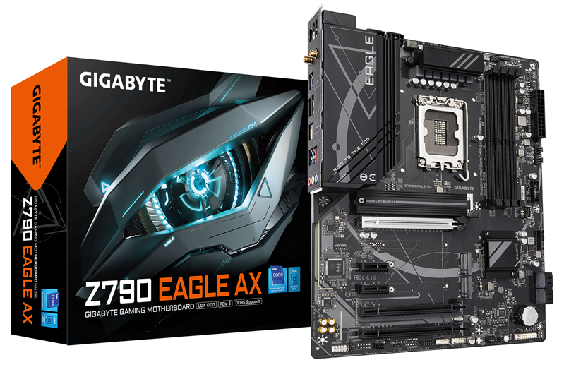 GIGABYTE Z790 EAGLE AX, LGA1700, Z790, 4*DDR5, 4*SATA, 3*M.2, 2*USB 3.2, 2*USB 2.0, Type-C, 3*PCIx16, 2*PCIx1, HDMI+DP, ATX