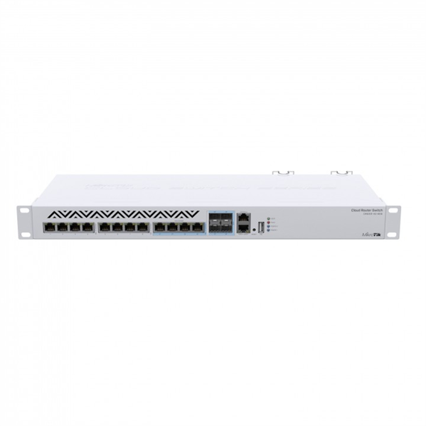 MikroTik Cloud Router Switch 312-4C+8XG-RM with 8 x 1G/2.5G/5G/10G RJ45 Ethernet LAN, 4x Combo ports (1G/2.5G/5G/10G RJ45  Ethernet LAN or 10G SFP+), 1x LAN port for management, RouterOS L5 or SwitchO