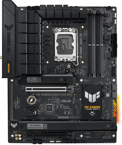 ASUS TUF GAMING B760-PLUS WIFI, LGA1700, B760, 2*DDR5, 4*SATA, 3*M.2, 4*USB 3.2, 1*USB 2.0, Type-C, 2*PCIx16, 2*PCIx1, DP+HDMI, ATX; 90MB1ER0-M1EAY0