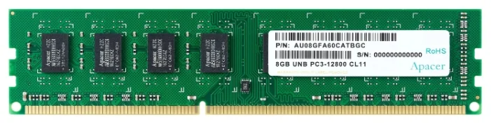 Apacer  DDR3  8GB  1600MHz DIMM (PC3-12800) CL11 1.5V (Retail) 512*8  3 years (AU08GFA60CATBGC/DL.08G2K.KAM)