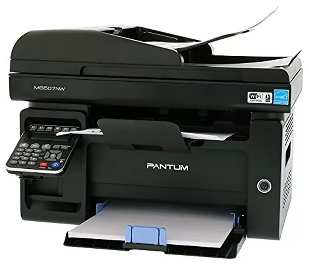 Pantum M6607NW, P/C/S/F (with handset), Mono laser, А4, 22 ppm (max 20000 p/mon), 600 MHz, 1200x1200 dpi, 256 MB RAM, ADF35, paper tray 150 pages, USB, LAN, WiFi, start. cartridge 1600 pages