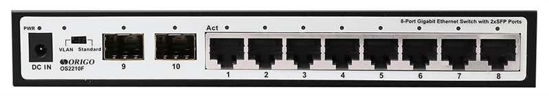 ORIGO Неуправляемый коммутатор, 8x1000Base-T, 2x1000Base-X SFP, корпус металл