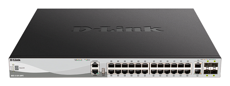 D-Link PROJ Управляемый L3 стекируемый PoE-коммутатор, 24x1000Base-T PoE, 2x10GBase-T, 4x10GBase-X SFP+, PoE-бюджет 370 Вт (740 Вт с DPS-700), защита от статического электричества до